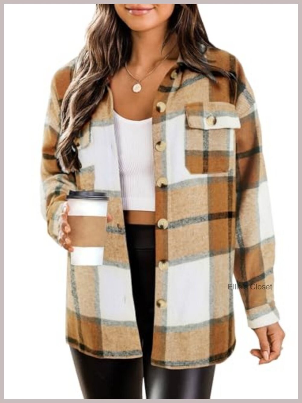 Women's Plaid Flannel Shacket Heavyweight Button Down Long Sleeve